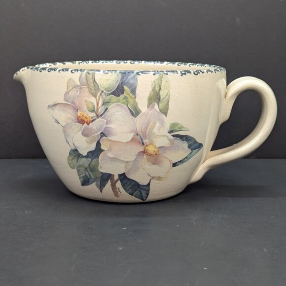 Home and Garden Party Magnolia Flower Stoneware Batter Bowl Made in USA - Picture 1 of 8
